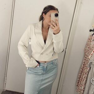 Cropped White Women's Blazer